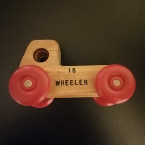 Vintage Solid Wood 18-Wheeler Toy Car